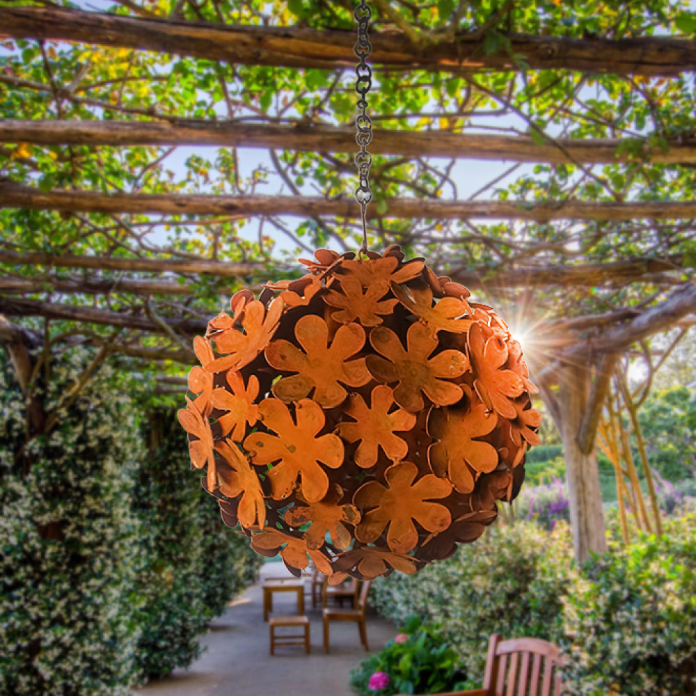 Flower Sphere Small - Rust Finish