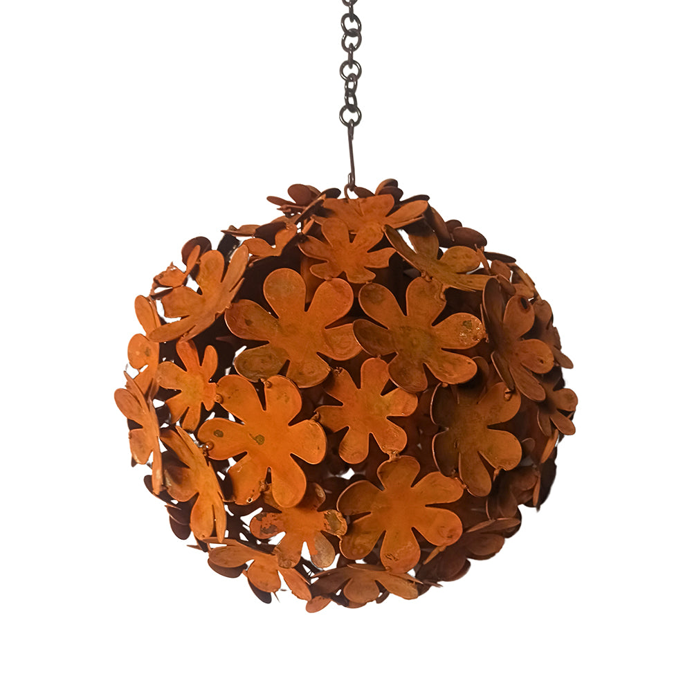 Flower Sphere Small - Rust Finish