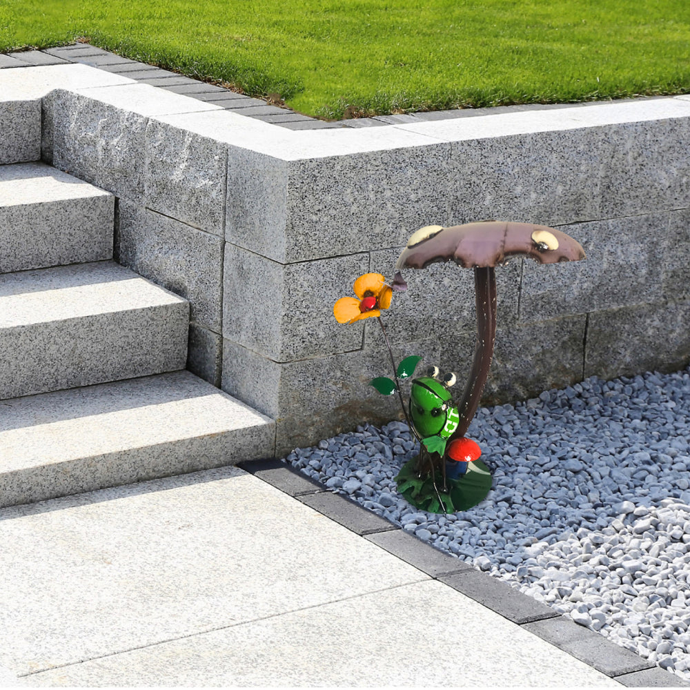 Frog Leaning on Mushroom