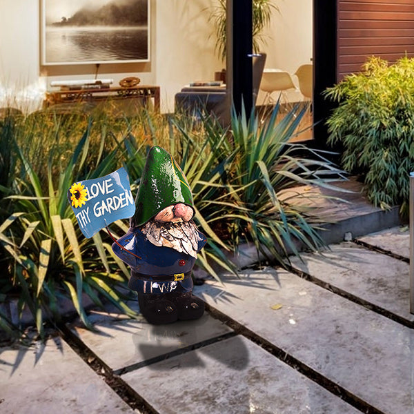 Larry the Gnome - Love Thy Garden Sign