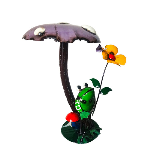 Frog Leaning on Mushroom