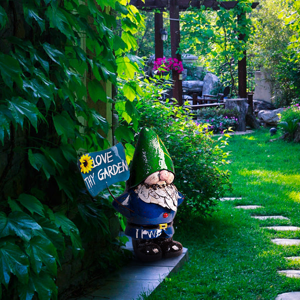 Larry the Gnome - Love Thy Garden Sign