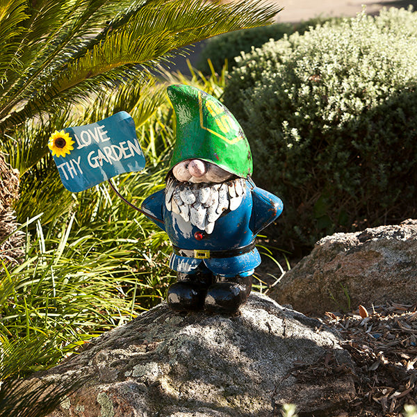 Larry the Gnome - Love Thy Garden Sign